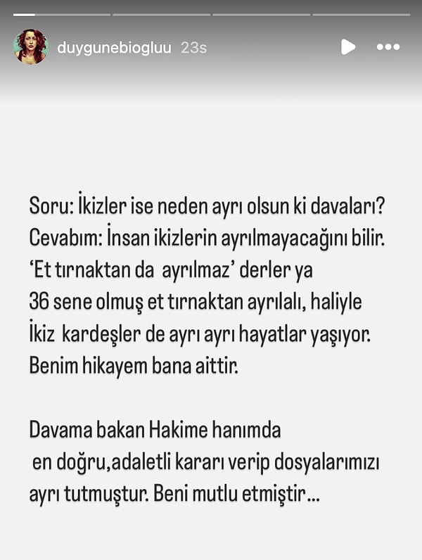 Instagram hesabından yeni açıklamalar yapan Nebioğlu'nun "Benim hikayem bana aittir" demesi dikkatlerden kaçmadı.