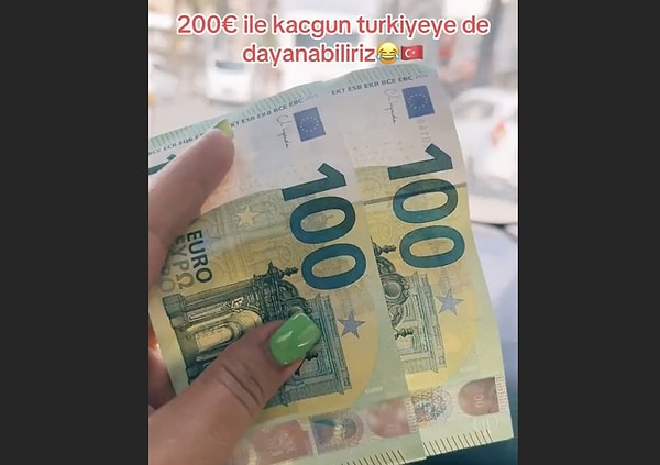 Ülkemize gelen bir gurbetçi, 200 Euro bozdurarak bu parayla Türkiye’de kaç gün geçirebileceğini denediği bir video çekti.