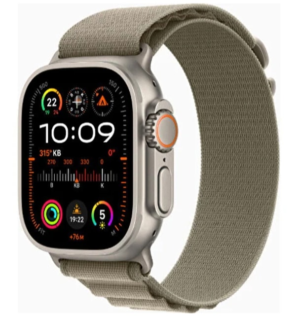 7. Apple Watch Ultra 2 Gps + Cellular, 49MM Titanyum Kasa Olive Alpine Loop - Large (MRF03TU/A)