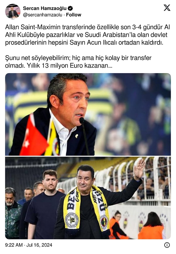 Hamzaoğlu'nun paylaşımı 👇