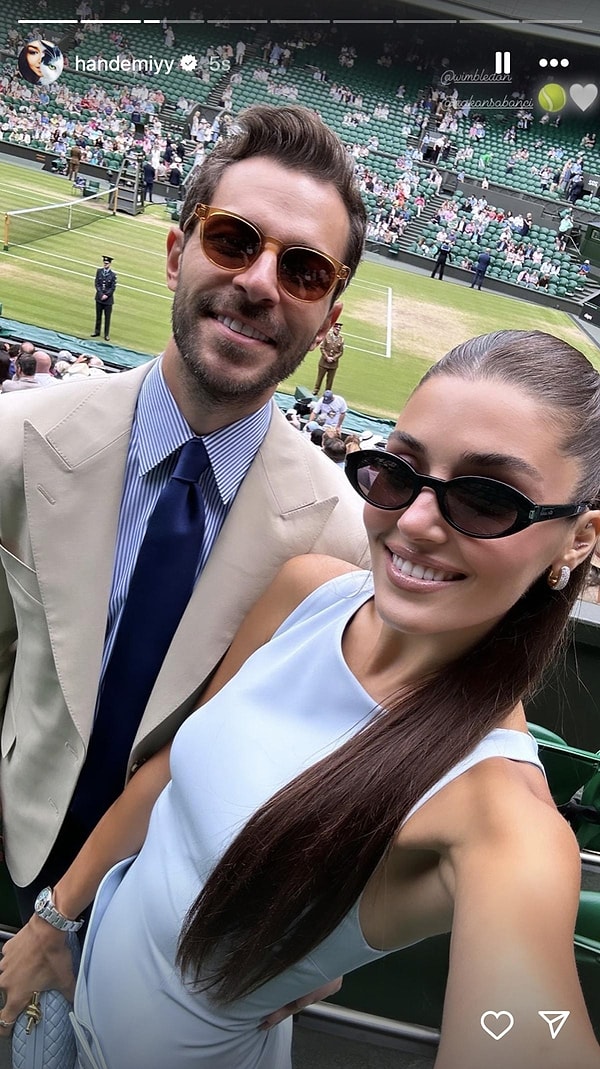 Hakan Sabancı'nın sadece uzuvlarını paylaşan Hande Erçel son zamanlarda kendini aşmış ve Wimbledon tenis turnuvasında beyaz atlı prensini paylaştığı o pozlarla ilgi odağı olmuştu.