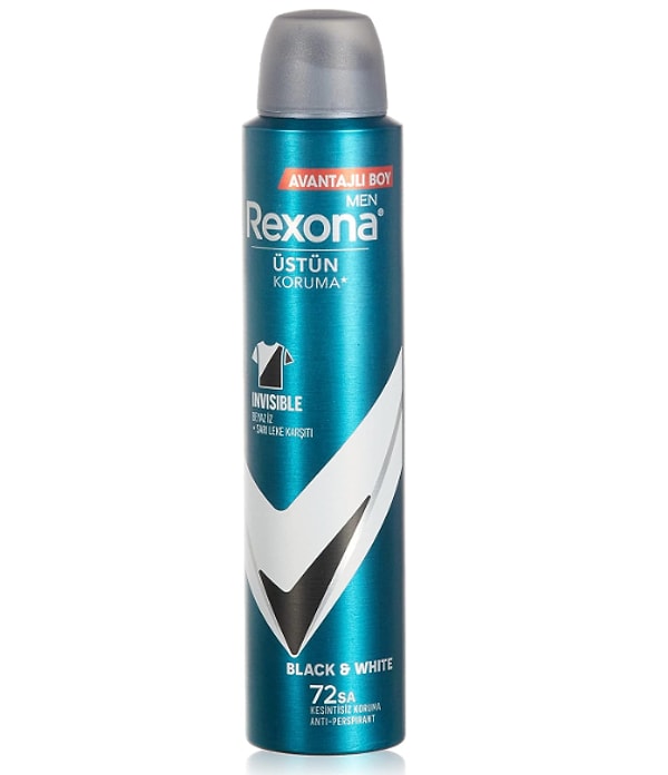 5. Rexona Men Erkek Sprey Deodorant Invisible Black & White 72 Saat Kesintisiz Üstün Koruma 200 ml