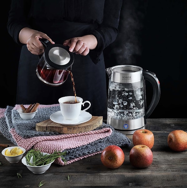 Evde kolayca çay demlemek için ihtiyacınız Schafer Gourmemaxx Cam Çay Makinesi.