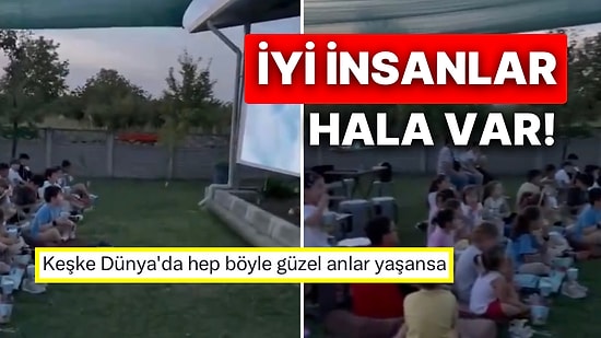 Evinin Bahçesine Açık Hava Sineması Kuran Koca Yürekli Vatandaş Çocuklara Unutulmaz Anlar Yaşattı