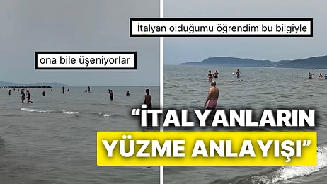 İtalyanların Denizde Yüzmek Yerine Yürüdüğü Anlar İçin Flamingo Benzetmesi Yapıldı