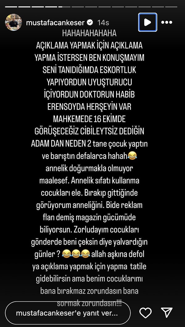 Geçtiğimiz saatlerde olaylar yine alevlendi ve Keser'in Ersubaşı'na yönelttiği "seni tanıdığımda eskortluk yapıyordun" ithamlarıyla başlayan sözler bitmek bilmedi.