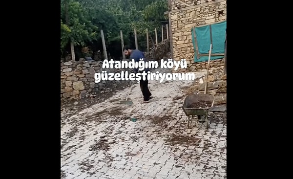 Köyün tüm yollarını temizleyen imamın o anları beğeni topladı.