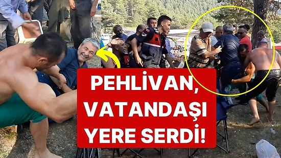 Görenler Kahkahaya Boğuldu: Hedefi Şaşıran Pehlivan Rakibi Yerine Vatandaşı Yere Serdi!