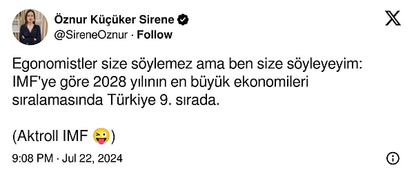 Olay şöyle başladı. IMF'ye göre 2028 yılının en büyük ekonomileri sıralamasında Türkiye'nin 9. sırada olduğu iddia edildi.