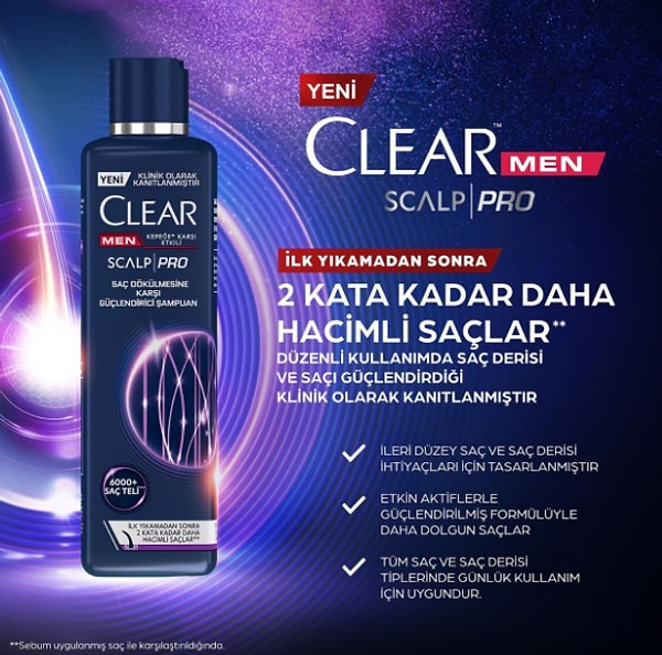 3. Clear Men Scalp Pro Güçlendirici Şampuan Saç Dökülmesine ve Kepeğe Karşı Etkili 300 ml