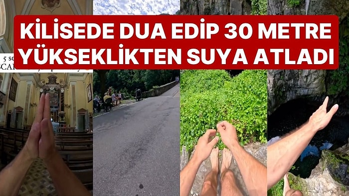 Kilisede Dua Edip, 30 Metre Yükseklikten Suya Atladı! İtalyan Sporcunun Görüntüleri Nefes Kesti