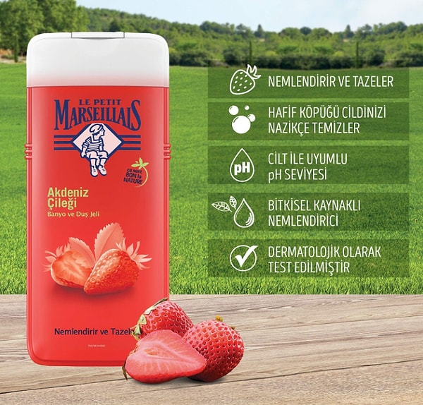 8. Le Petit Marseillais Duş Jeli Akdeniz Çileği (650 ml)