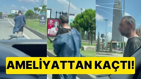 İstanbul'da Bir Kişi Ameliyattan Kaçıp E-5'te Önlükle Yürüdü