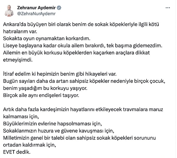 Zehranur Aydemir'in paylaşımı şöyle 👇