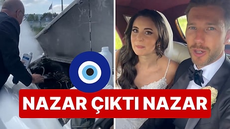 Nazar Çıktı Nazar: Karsu Dönmez ve Mike Schrama Çiftinin Düğün Aracı Arızalanarak Yolda Kaldı!