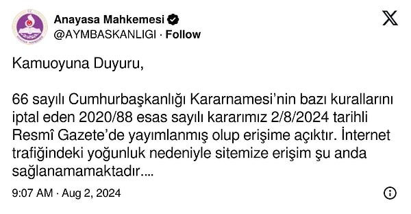 AYM’nin paylaşımı 👇