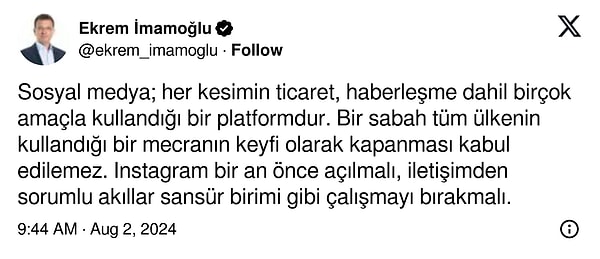 İlk tepki gösterenlerden biri de Ekrem İmamoğlu'ydu. İmamoğlu kararı verenleri böyle eleştirdi.