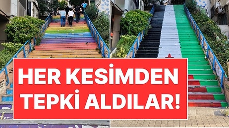 Cihangir'deki Ünlü Merdivenler Filistin Bayrağı Renklerine Boyandı: Muhafazakarlar Bile Öfkelendi!