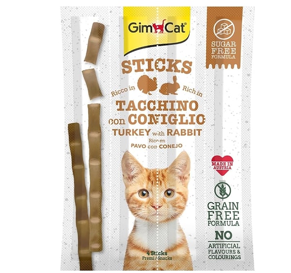 4. Gimcat Sticks Hindi Etli Tavşan Etli Tahılsız Ödül Çubukları, 4'lü, 25 Gr