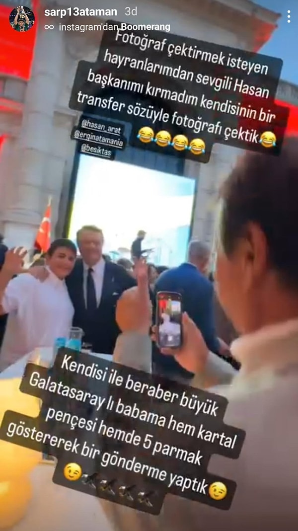 Instagram hesabından Beşiktaş Başkanı Hasan Arat ile çektirdiği fotoğraftı paylaşarak şunları söyledi 👇