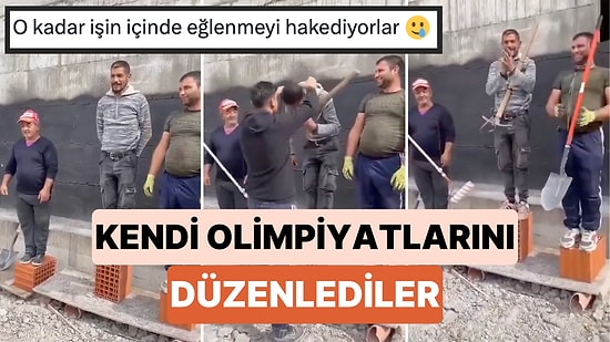 Kendi Olimpiyatlarını Yaptılar: İnşaat İşçileri En İyi Çalışan Arkadaşları İçin Madalyası Töreni Düzenledi