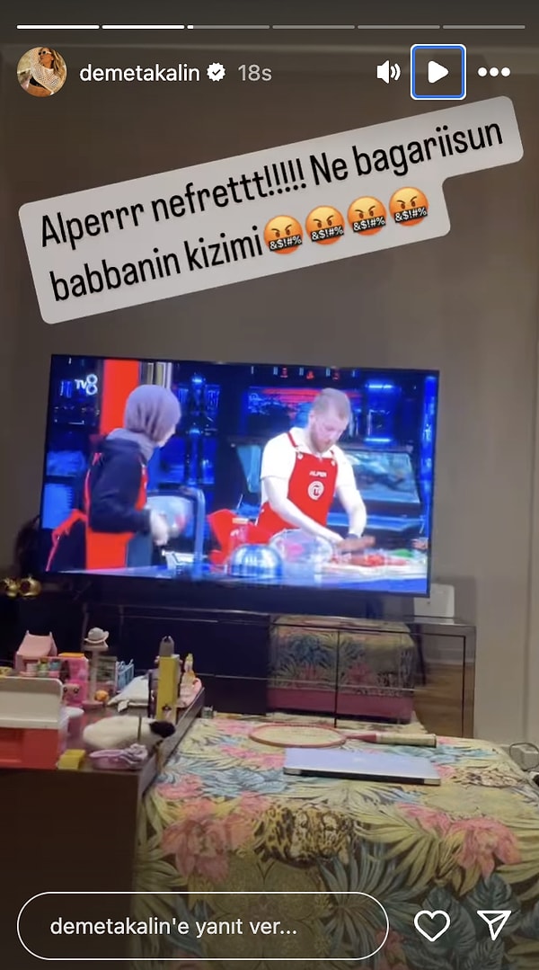 Masterchef izleyen Demet Akalın sinirlerine hakim olamadı.