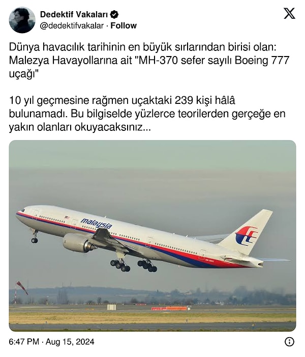 Twitter'da bir kullanıcı da hazırladığı flood ile MH370 uçağı ile ilgili teorilerden gerçeğe en yakın olanlarını anlattığını iddia etti. Şimdi sizi o flood'la baş başa bırakalım: