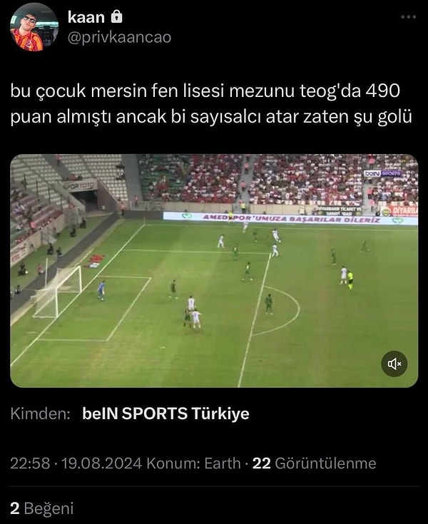 Genç futbolcunun golünden sonra bir sosyal medya kullanıcısı bu tweeti atarak adeta İstanbulspor'a orta açtı: