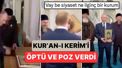 Rusya Devlet Başkanı Vladimir Putin, Çeçenistan’da Bir Camide Kendisine Hediye Edilen Kur'an-ı Kerim'i Öptü