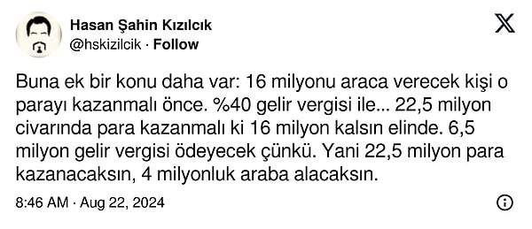 22.5 milyona 4 milyonluk araba 👇