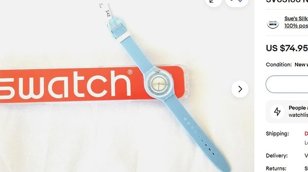 Saatin 75 dolara satılan bir pilli bir Swatch olduğu ortaya çıktı.