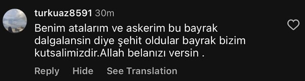 Paylaştığı fotoğrafla tepki çeken Serel Yereli yapılan yorumlardan birine dayanamadı ve "onun ataları ve askeri ama kendisi çünkü başkomutanmış 😂😂😂" yazarak hikayesine ekledi.