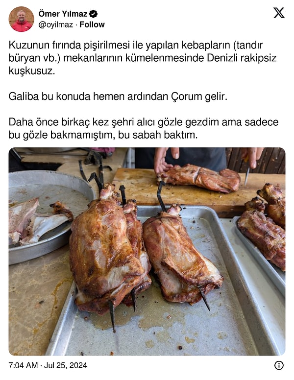 2. Denizli ve Çorum'dan kebap önerisiyle geldik.