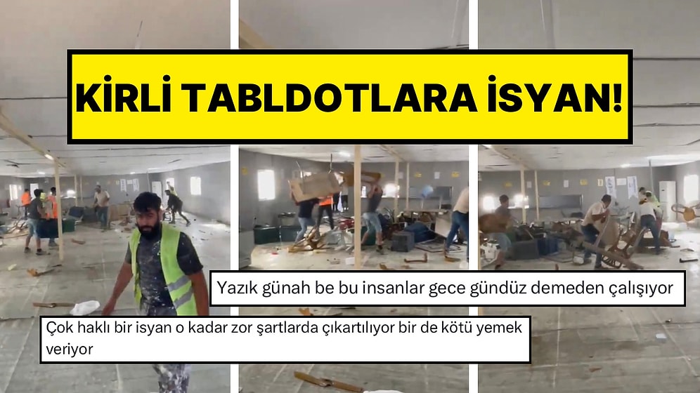 Fikirtepe’de İnşaat İşçileri Kirli Servis Edilen Yemeklere Tepkilerini Yemekhaneyi Dağıtarak Gösterdi