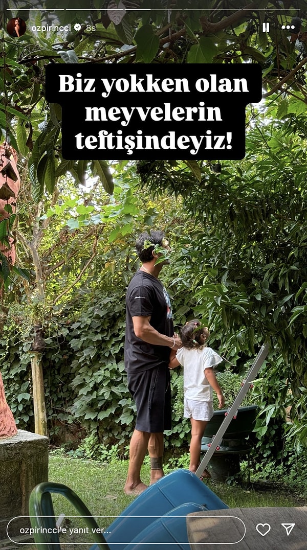 Tatilden dönen Özge Özpirinçci, Burak Yamantürk ve Mercan bahçe kontrolü yaptı.