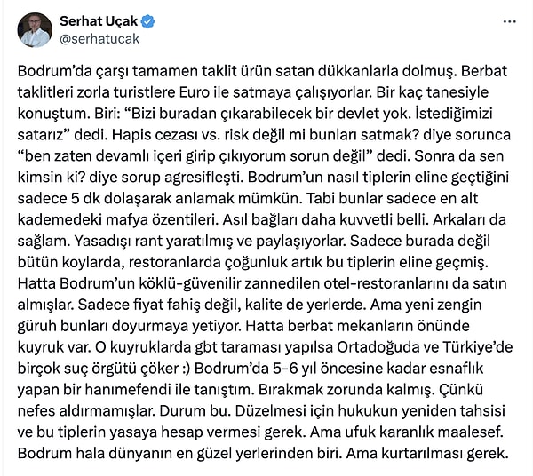 Gazeteci Serhat Uçak, çakma ve kalitesiz ürünlerin satıldığı yeri söyledi. Bu kişilerin "güçlü" ve "mafya özentisi" olduğunu şu şekilde anlattı...