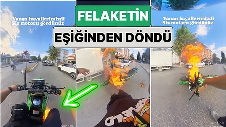 Motoru ile Yolculuk Yaparken Felaketin Eşiğinden Döndü: Kısa Devre Yapan Motor Genç Üzerindeyken Alev Aldı