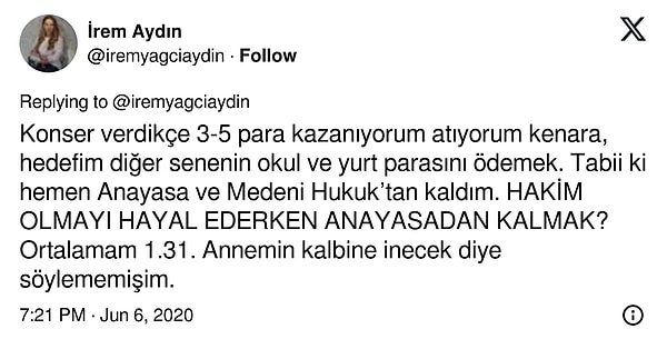 Konserler başlıyor fakat ilk dersinden de kalıyor hemencecik. Hem de Anayasa ve Medeni Hukuk’tan!