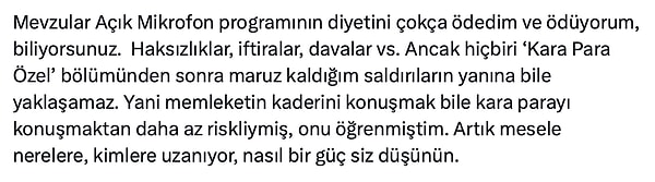 Mevzular Açık Mikrofon programının diyetini çok ödediğini söyleyen Uğur, 'Kara Para Özel' bölümünden sonra yaşadıklarının şu ana kadar her şeyden daha farklı olduğunu açıkladı.