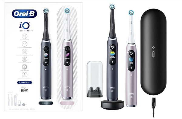 11. Oral-B iO - 9 Siyah / Pembe 2'li Şarjlı / Elektrikli Diş Fırçası Seti