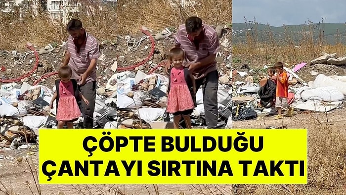 Çöpte Bulduğu Çantayı Büyük Bir Sevinçle Babasına Götüren Küçük Kızın Görüntüsü İzleyenlerin Yüreğini Dağladı!