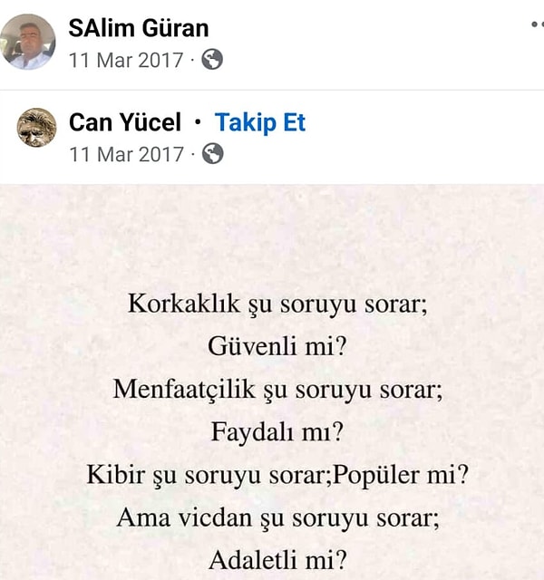 Salim Güran'ın Facebook paylaşımları ortaya çıktı.