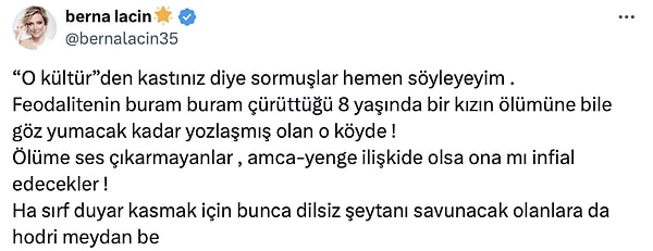 "Ölüme ses çıkarmayan, amca-yenge ilişkisine mi ses çıkarır?" dedi.