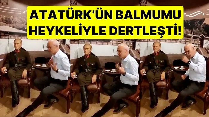 Atatürk'ün Balmumu Heykeliyle Dertleşti: "Teğmenlerimiz Mutlu Bir Şekilde Kılıç Çıkardı, Yanlış Anlıyorlar"