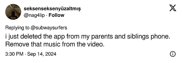 "Uygulamayı ailemin ve kardeşimin telefonundan sildim. O müziği kaldırın."
