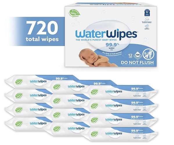 10. WaterWipes Biyobozunur Islak Mendil 12x60'lı