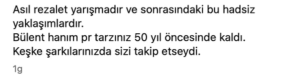 Son olarak Ersoy'un bu açıklamalarının nedeninin reklam yapmak olduğunu ima eden Kapışmak, "Bülent hanım pr tarzınız 50 yıl öncesinde kaldı. Keşke şarkılarınızda sizi takip etseydi." cümleleri ile Diva'ya sert eleştirilerde bulundu.