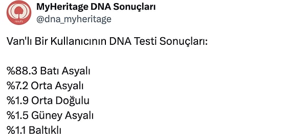 4. Vanlı kullanıcının %88.3 Batı Asyalı geni taşıyor.