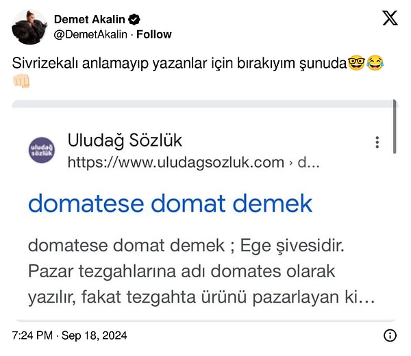 "Sivri zekalı anlamayıp yazanlar için bırakıyım şunu da🤓😂👊🏻" diyerek Ege şivesi dersi veren Akalın yine tüm dikkatleri üzerine çekti!