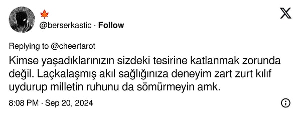 'Laçkalaşmış akıl sağlığınıza kılıf uydurup...' 👇